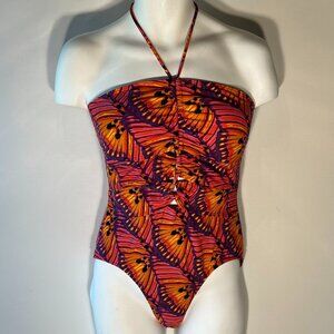 Jantzen SZ L Tropical Print Tummy Control Swimsuit Butterflies 80s Beach Swim 90